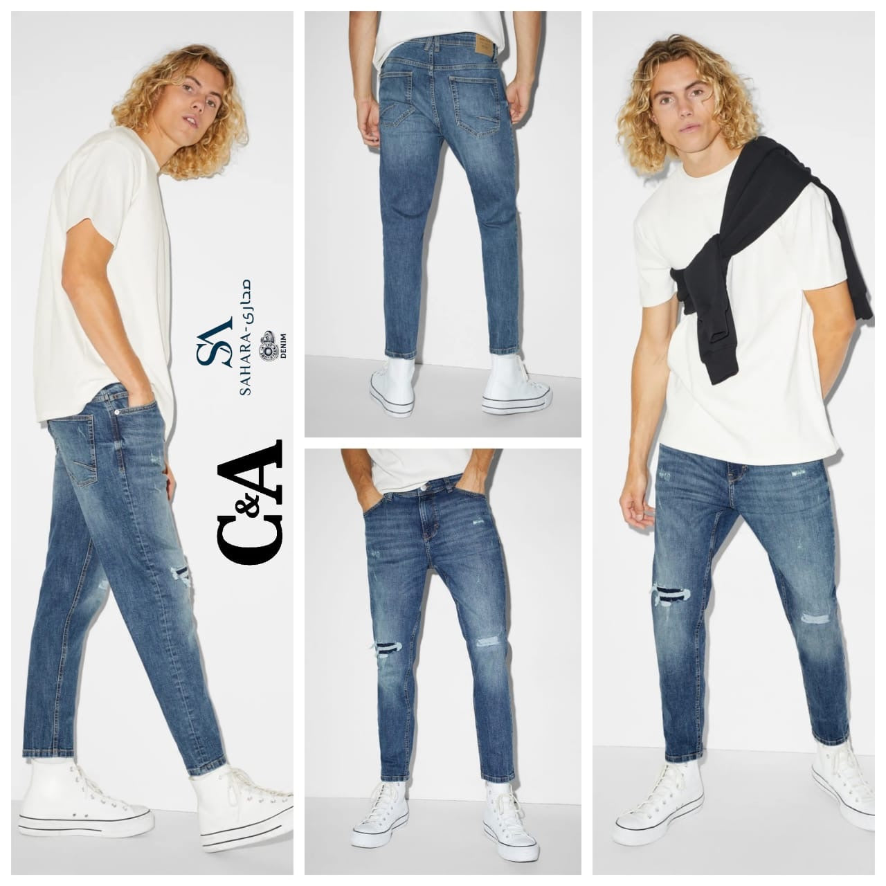 C&A Slim Fit Distressed Jeans – Blue