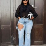 Distressed High-Waist Straight-Leg Jeans
